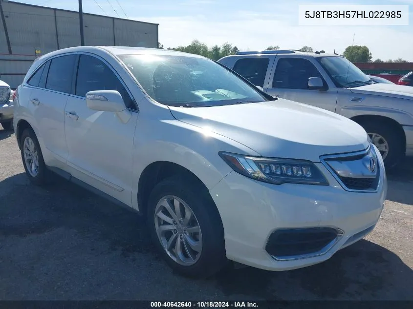 2017 Acura Rdx Technology Acurawatch Plus Packages/W/Technology Package VIN: 5J8TB3H57HL022985 Lot: 40642640