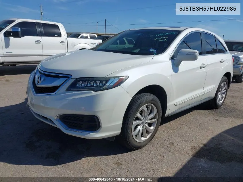 2017 Acura Rdx Technology Acurawatch Plus Packages/W/Technology Package VIN: 5J8TB3H57HL022985 Lot: 40642640