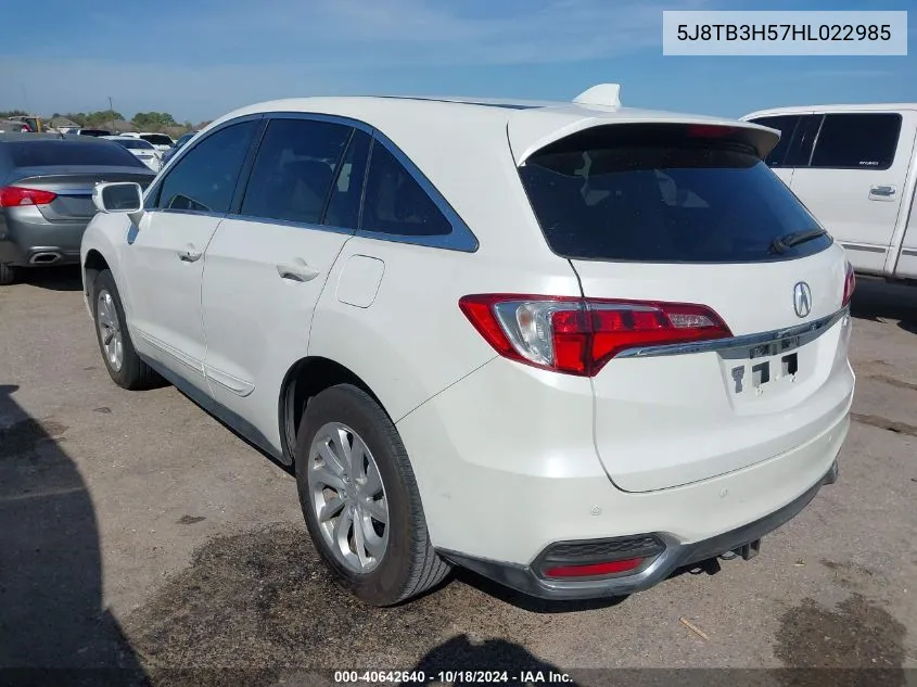 2017 Acura Rdx Technology Acurawatch Plus Packages/W/Technology Package VIN: 5J8TB3H57HL022985 Lot: 40642640