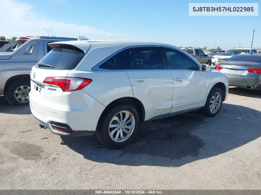 2017 Acura Rdx Technology Acurawatch Plus Packages/W/Technology Package VIN: 5J8TB3H57HL022985 Lot: 40642640