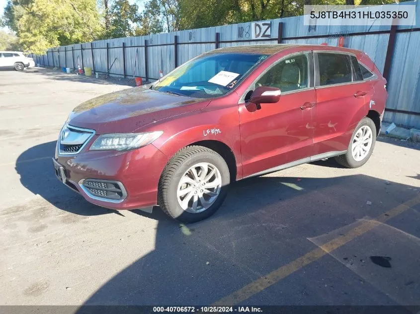 2017 Acura Rdx Acurawatch Plus Package VIN: 5J8TB4H31HL035350 Lot: 40706572