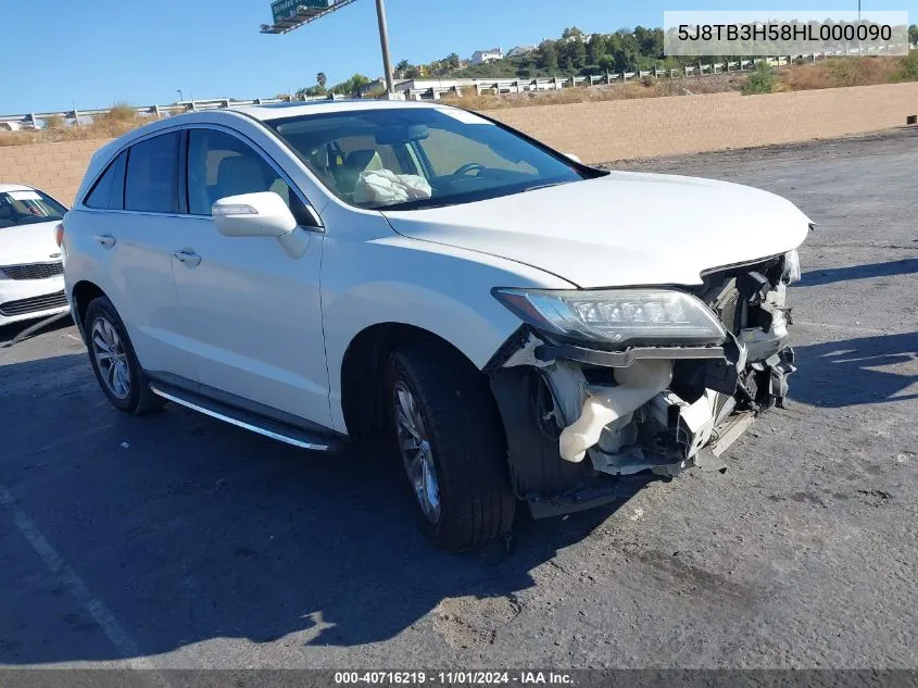 2017 Acura Rdx Technology Acurawatch Plus Packages/W/Technology Package VIN: 5J8TB3H58HL000090 Lot: 40716219