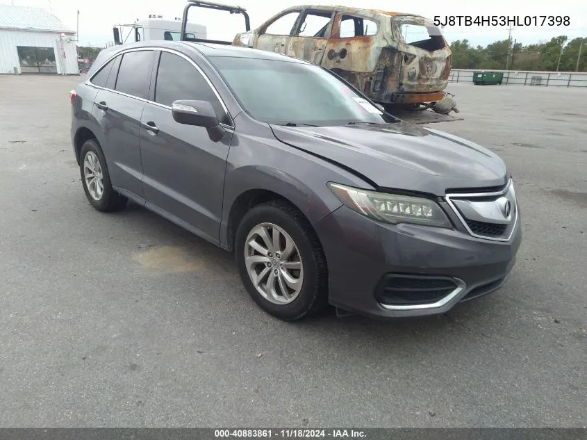 2017 Acura Rdx Technology Acurawatch Plus Packages/W/Technology Package VIN: 5J8TB4H53HL017398 Lot: 40883861