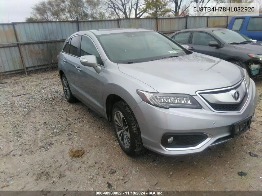 2017 Acura Rdx Advance Package VIN: 5J8TB4H78HL032920 Lot: 40900052