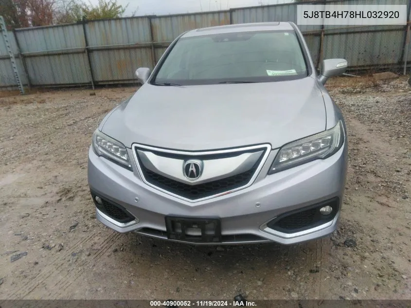 2017 Acura Rdx Advance Package VIN: 5J8TB4H78HL032920 Lot: 40900052