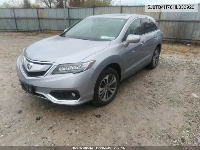 2017 Acura Rdx Advance Package VIN: 5J8TB4H78HL032920 Lot: 40900052