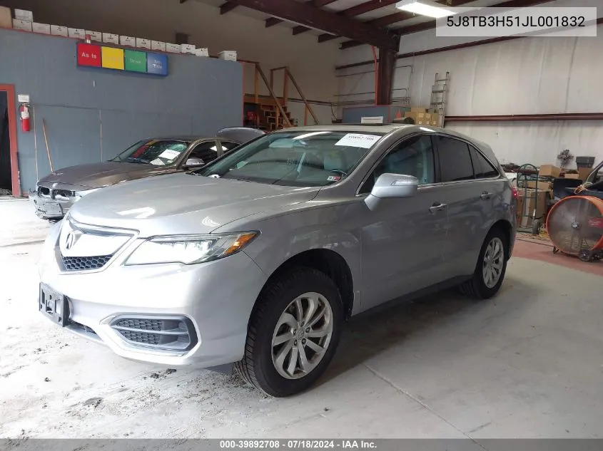 2018 Acura Rdx Technology Acurawatch Plus Packages/Technology Package VIN: 5J8TB3H51JL001832 Lot: 39892708