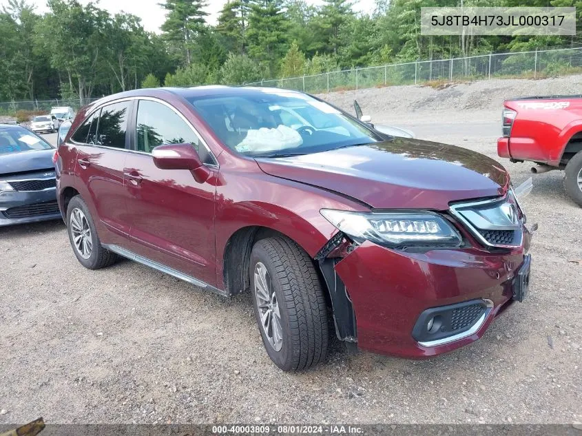 2018 Acura Rdx Advance Package VIN: 5J8TB4H73JL000317 Lot: 40003809