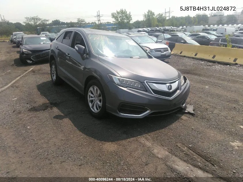 2018 Acura Rdx Acurawatch Plus Package VIN: 5J8TB4H31JL024872 Lot: 40096244