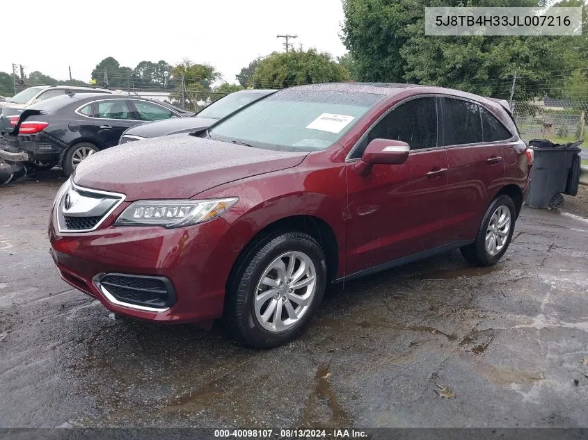 2018 Acura Rdx Acurawatch Plus Package VIN: 5J8TB4H33JL007216 Lot: 40098107