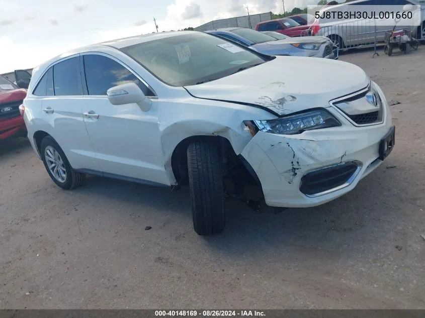 2018 Acura Rdx Acurawatch Plus Package VIN: 5J8TB3H30JL001660 Lot: 40148169