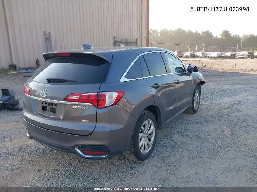 2018 Acura Rdx Acurawatch Plus Package VIN: 5J8TB4H37JL023998 Lot: 40202074