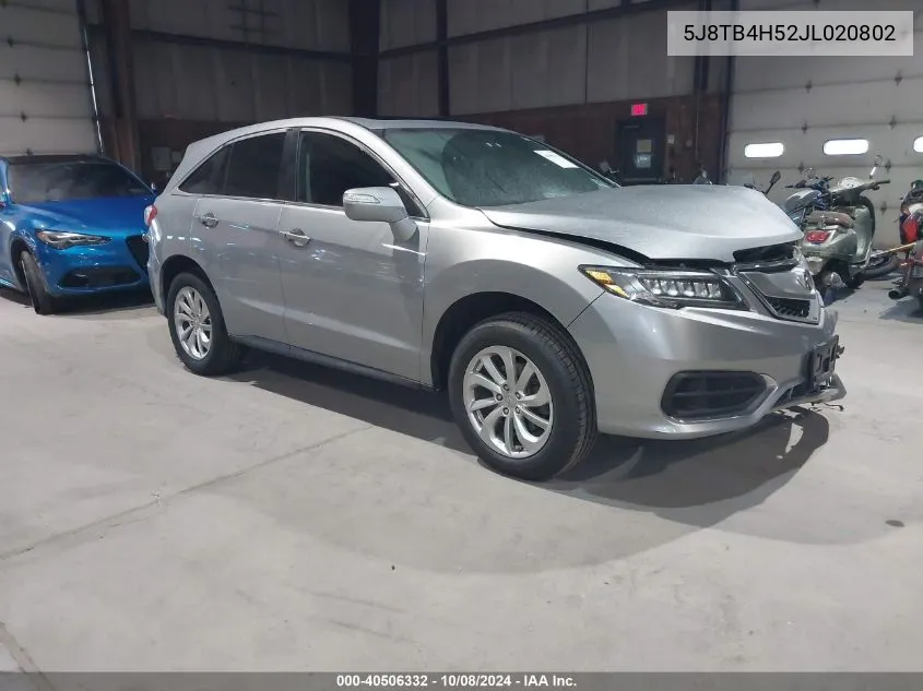 2018 Acura Rdx Technology VIN: 5J8TB4H52JL020802 Lot: 40506332