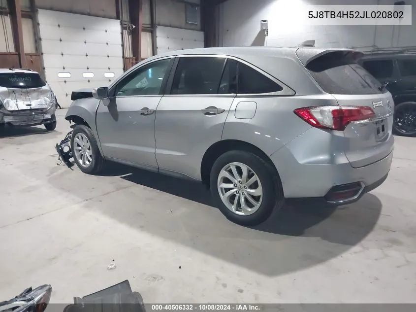 2018 Acura Rdx Technology VIN: 5J8TB4H52JL020802 Lot: 40506332