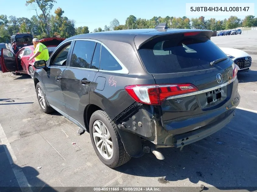 2018 Acura Rdx Acurawatch Plus Package VIN: 5J8TB4H34JL008147 Lot: 40511665