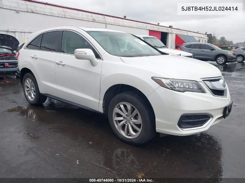 2018 Acura Rdx Technology Acurawatch Plus Packages/Technology Package VIN: 5J8TB4H52JL024414 Lot: 40744080