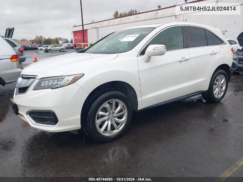 2018 Acura Rdx Technology Acurawatch Plus Packages/Technology Package VIN: 5J8TB4H52JL024414 Lot: 40744080