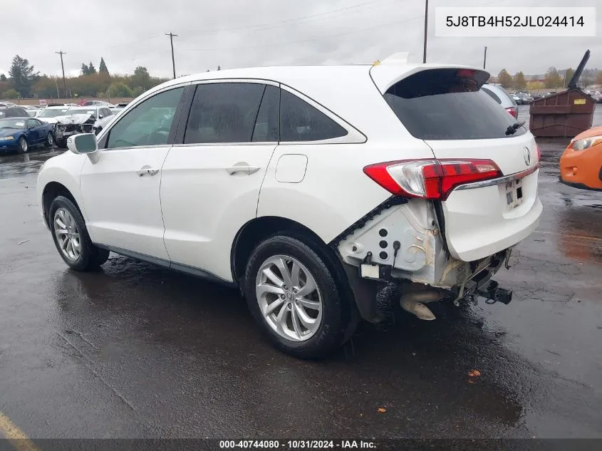 2018 Acura Rdx Technology Acurawatch Plus Packages/Technology Package VIN: 5J8TB4H52JL024414 Lot: 40744080