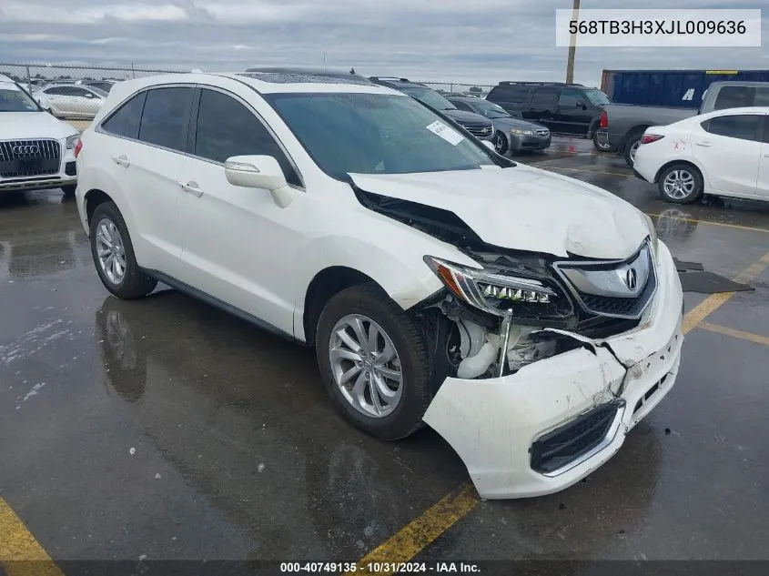 2018 Acura Rdx VIN: 568TB3H3XJL009636 Lot: 40749135