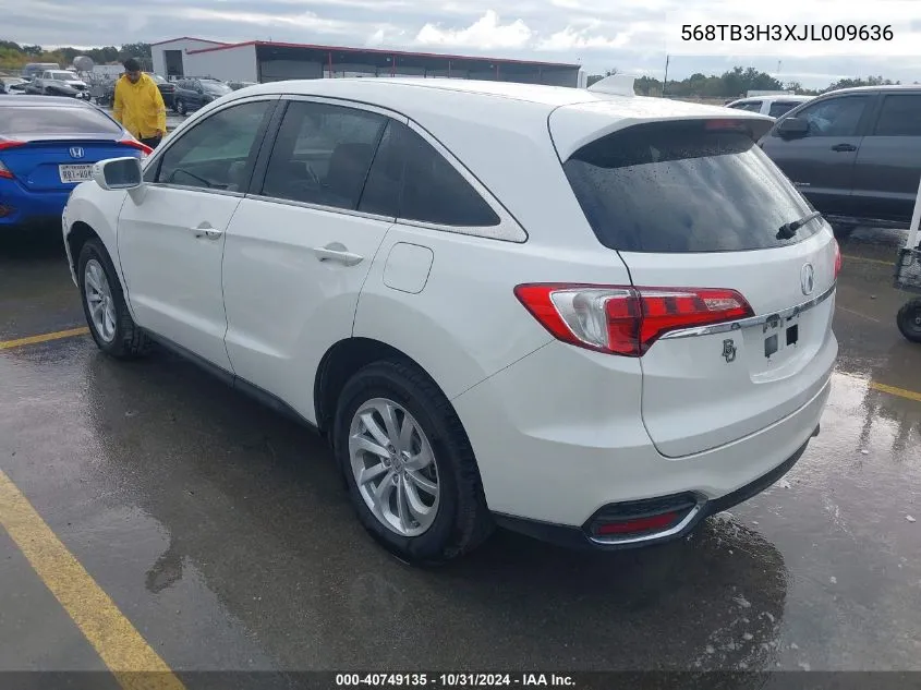 2018 Acura Rdx VIN: 568TB3H3XJL009636 Lot: 40749135