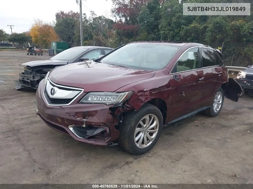 2018 Acura Rdx Acurawatch Plus Package VIN: 5J8TB4H33JL019849 Lot: 40760529