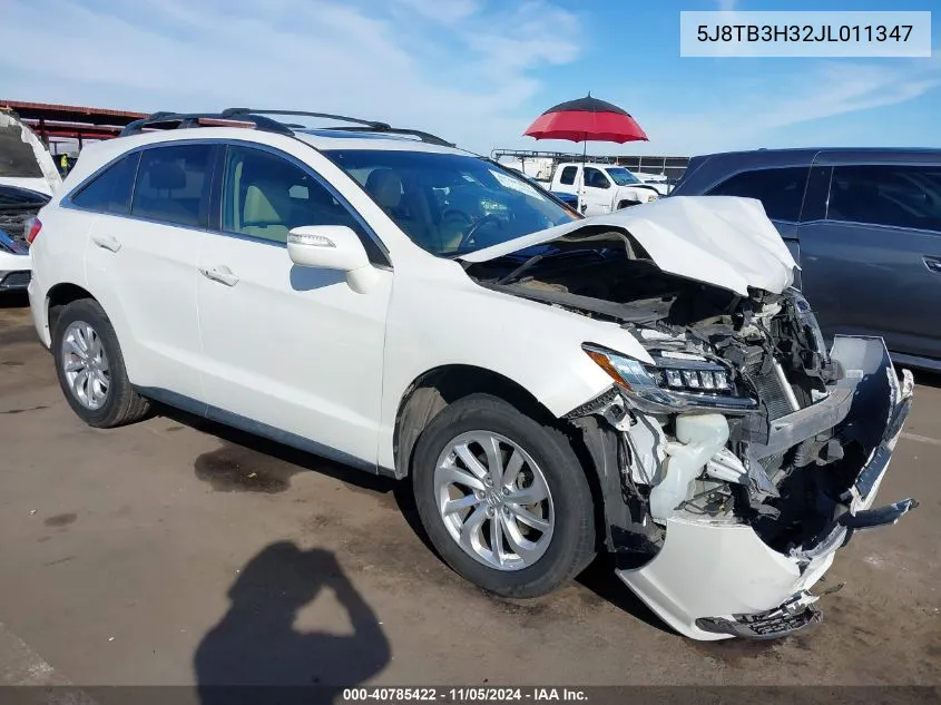 2018 Acura Rdx Acurawatch Plus Package VIN: 5J8TB3H32JL011347 Lot: 40785422