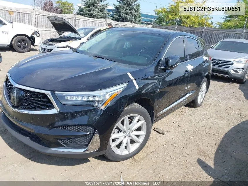 2019 Acura Rdx VIN: 5J8TC2H35KL800651 Lot: 12091571