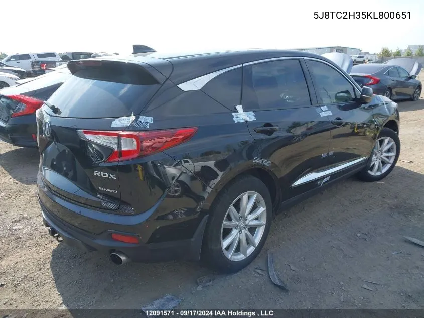 2019 Acura Rdx VIN: 5J8TC2H35KL800651 Lot: 12091571