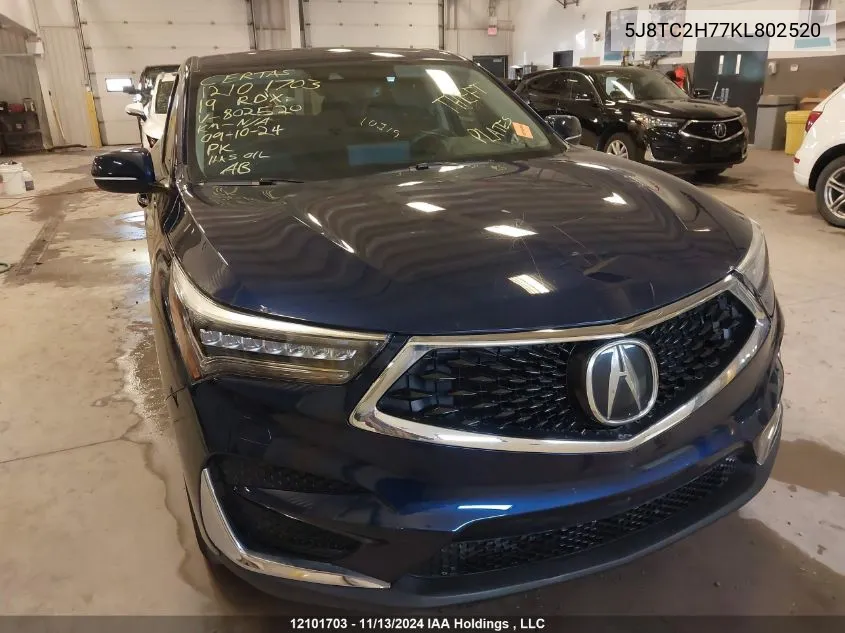 2019 Acura Rdx VIN: 5J8TC2H77KL802520 Lot: 12101703