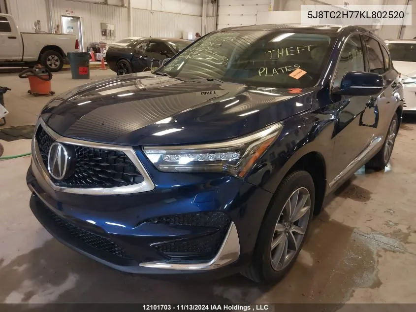 2019 Acura Rdx VIN: 5J8TC2H77KL802520 Lot: 12101703