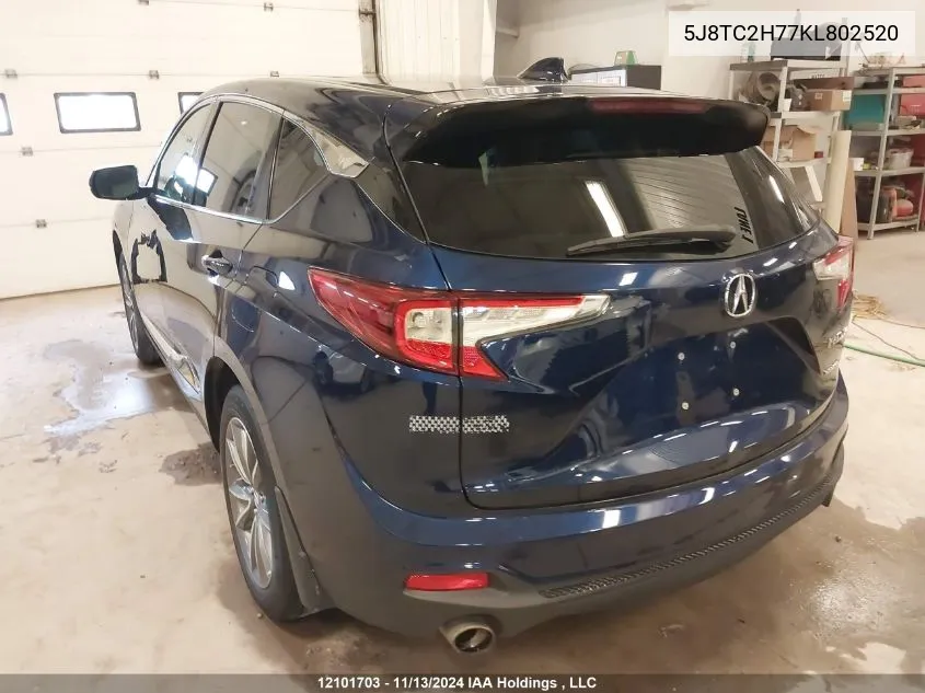 2019 Acura Rdx VIN: 5J8TC2H77KL802520 Lot: 12101703