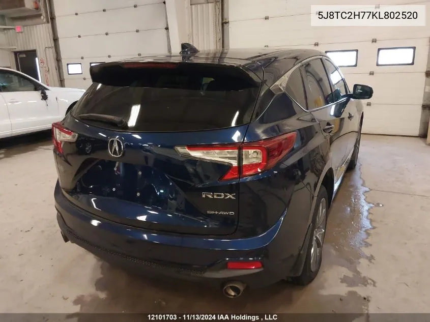 2019 Acura Rdx VIN: 5J8TC2H77KL802520 Lot: 12101703