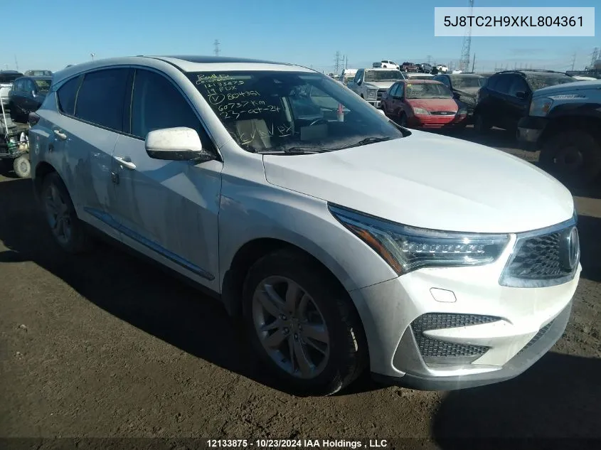 2019 Acura Rdx VIN: 5J8TC2H9XKL804361 Lot: 12133875