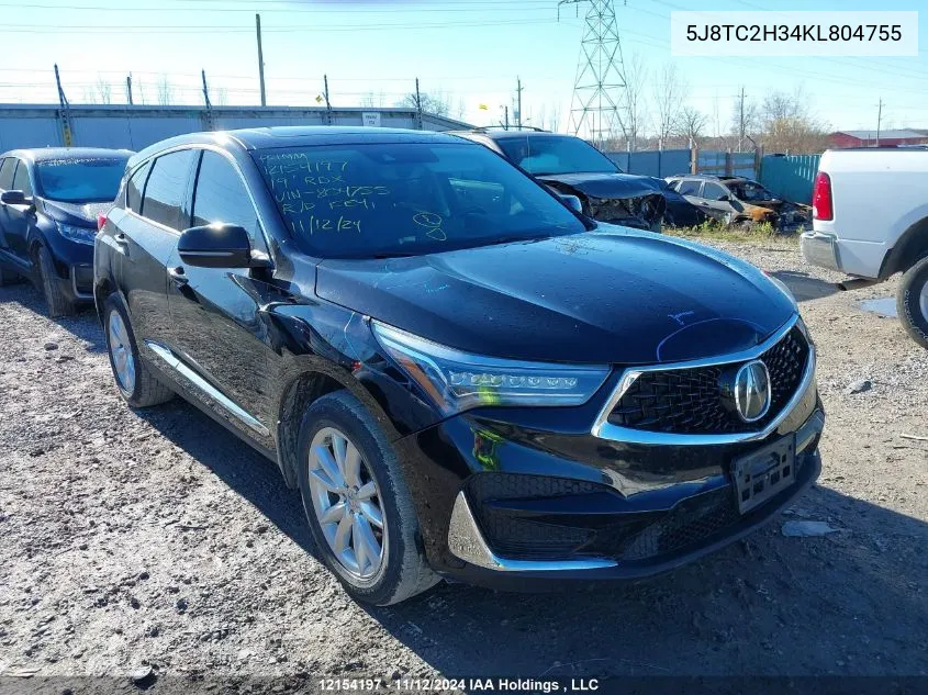 2019 Acura Rdx VIN: 5J8TC2H34KL804755 Lot: 12154197