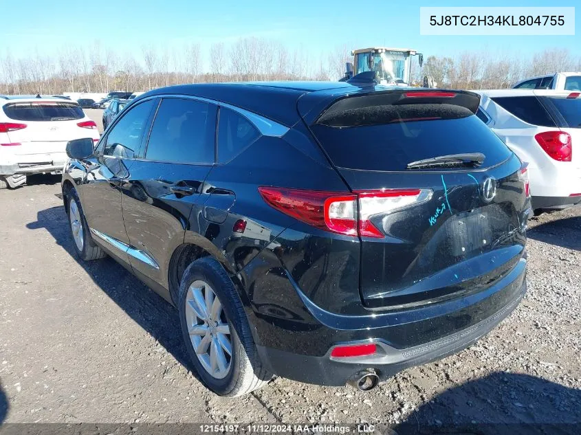 2019 Acura Rdx VIN: 5J8TC2H34KL804755 Lot: 12154197