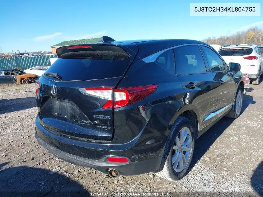 2019 Acura Rdx VIN: 5J8TC2H34KL804755 Lot: 12154197