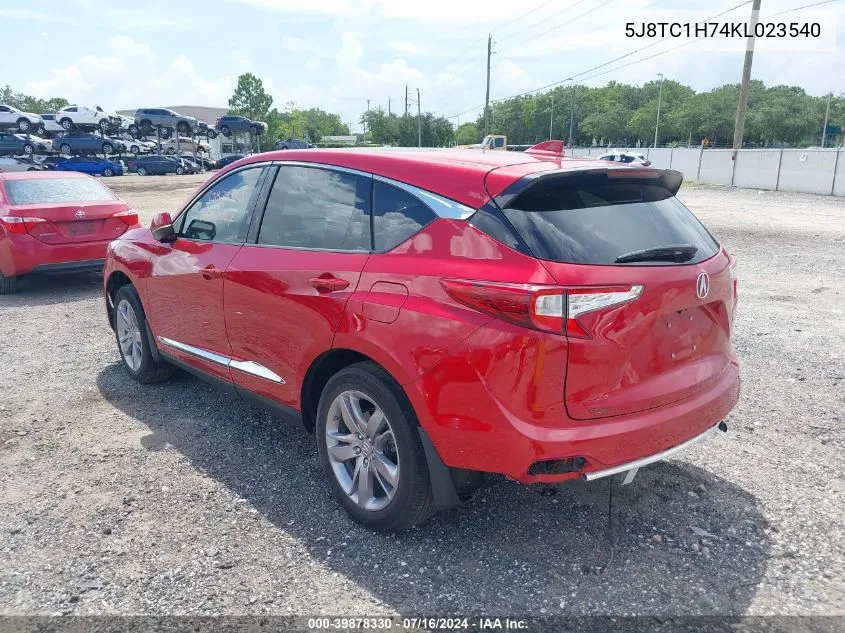 2019 Acura Rdx Advance VIN: 5J8TC1H74KL023540 Lot: 39878330