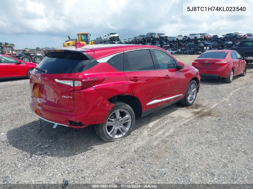 2019 Acura Rdx Advance VIN: 5J8TC1H74KL023540 Lot: 39878330