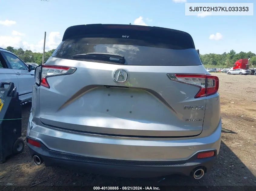 2019 Acura Rdx Standard VIN: 5J8TC2H37KL033353 Lot: 40138885