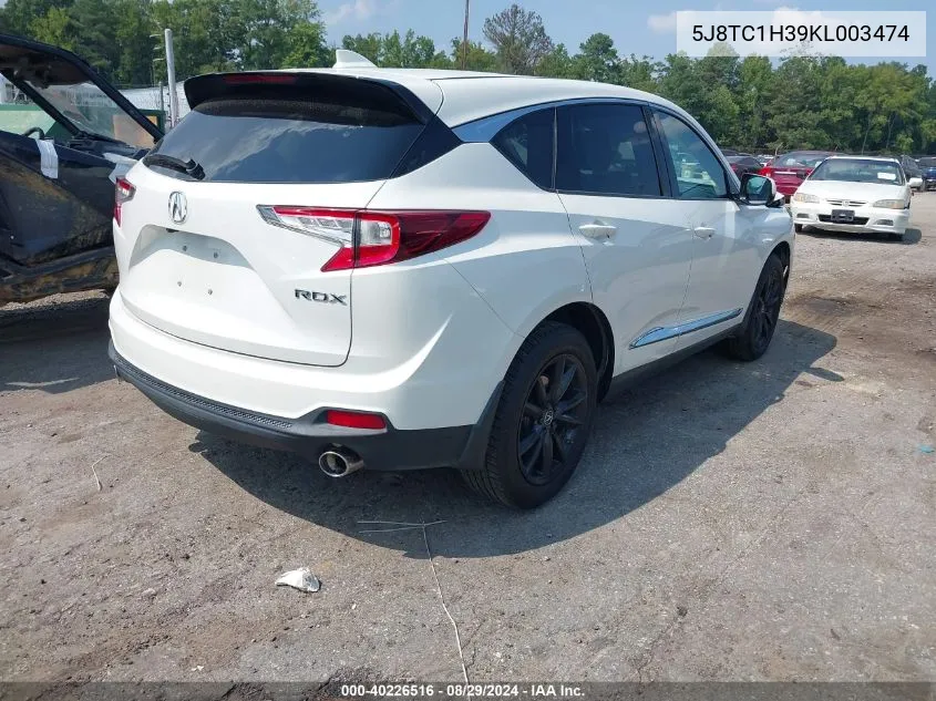 2019 Acura Rdx Standard VIN: 5J8TC1H39KL003474 Lot: 40226516