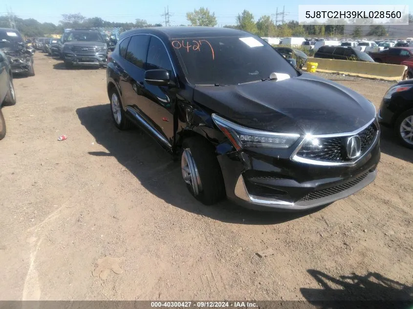 2019 Acura Rdx Standard VIN: 5J8TC2H39KL028560 Lot: 40300427