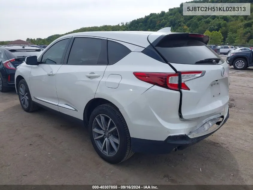 2019 Acura Rdx Technology VIN: 5J8TC2H51KL028313 Lot: 40307855