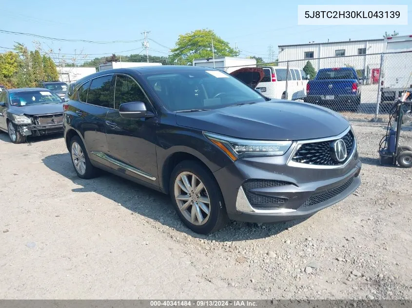 2019 Acura Rdx Standard VIN: 5J8TC2H30KL043139 Lot: 40341484