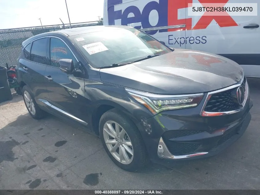 2019 Acura Rdx Standard VIN: 5J8TC2H38KL039470 Lot: 40388897