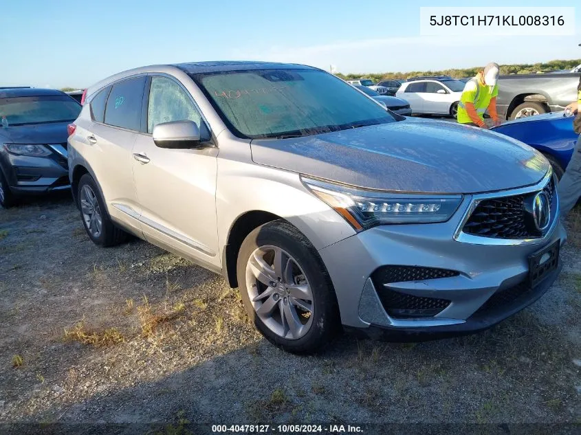 2019 Acura Rdx Advance Package VIN: 5J8TC1H71KL008316 Lot: 40478127