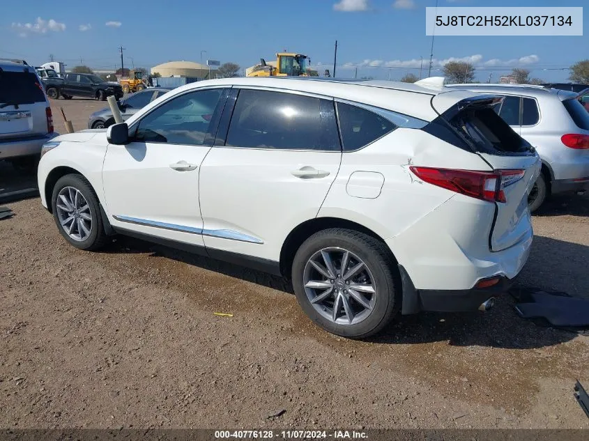 2019 Acura Rdx Technology Package VIN: 5J8TC2H52KL037134 Lot: 40776128