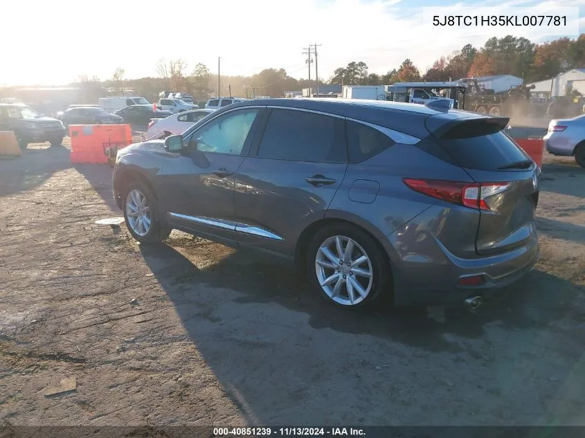 2019 Acura Rdx Standard VIN: 5J8TC1H35KL007781 Lot: 40851239