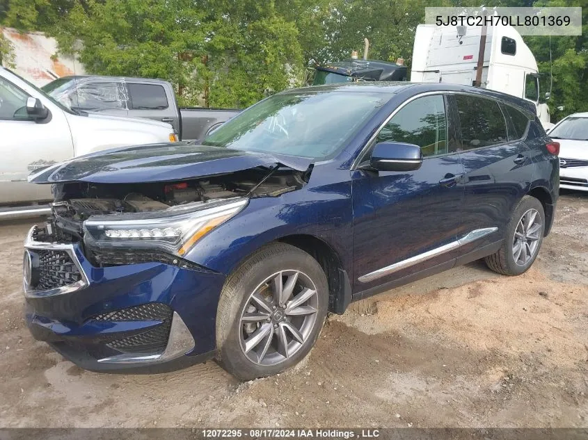 2020 Acura Rdx VIN: 5J8TC2H70LL801369 Lot: 12072295