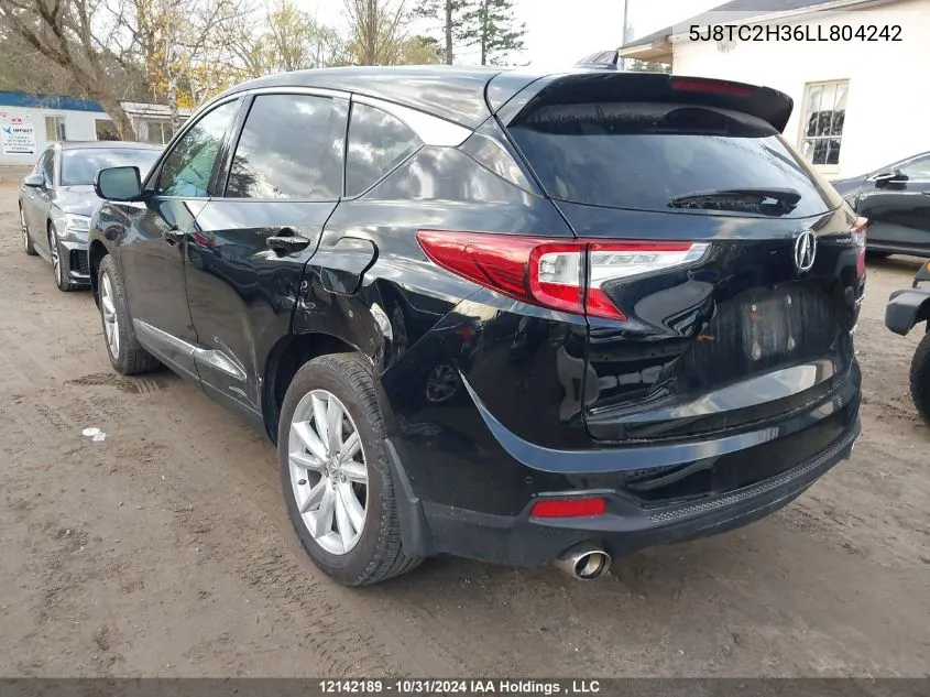 2020 Acura Rdx VIN: 5J8TC2H36LL804242 Lot: 12142189