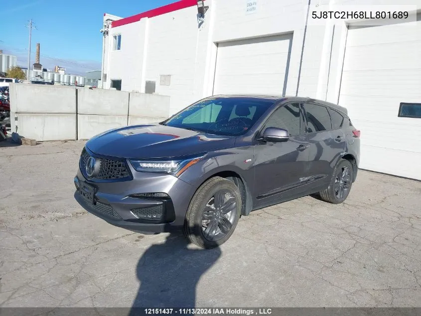 2020 Acura Rdx VIN: 5J8TC2H68LL801689 Lot: 12151437